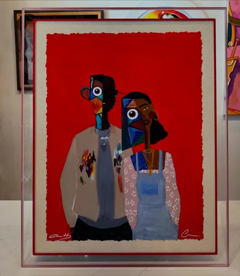Sew_Trill × The Art of Albaseer, Love & Art, in a Frame Chicago frame.