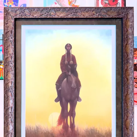 Kadir Nelson, Kiowa Down, in a Frame Chicago frame.
